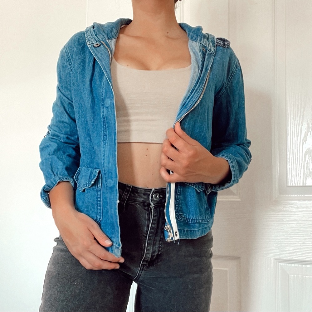 hooded denim jacket